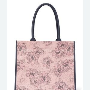 Victoria's Secret Pink ROSE Black FLORAL Overnight TOTE Handbag BAG